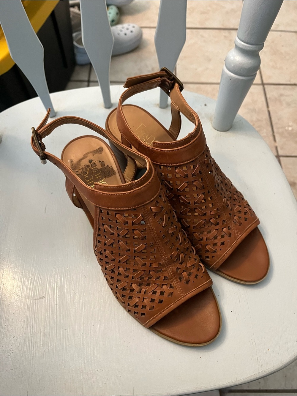 Franco Sarto Woven Leather Slingback Heels